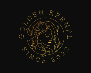 Golden Woman Leaf logo design