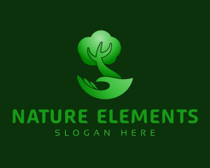 Gradient Nature Tree Hand logo design