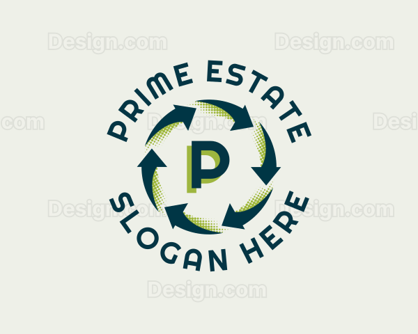 Halftone Recycle  Arrow Logo