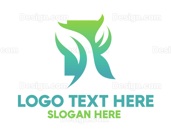 Green Gradient Organic Leaves Logo