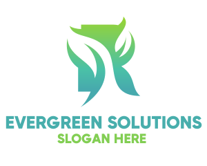 Green Gradient Organic Leaves logo design