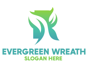 Green Gradient Organic Leaves logo design