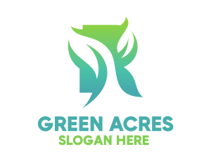 Green Gradient Organic Leaves logo design