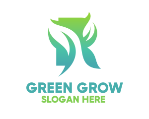 Green Gradient Organic Leaves logo design