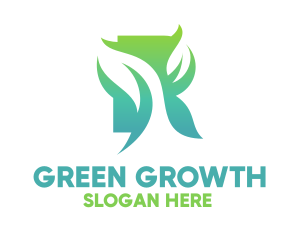 Green Gradient Organic Leaves logo design