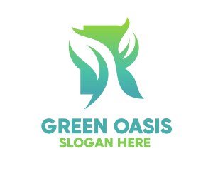Green Gradient Organic Leaves logo design