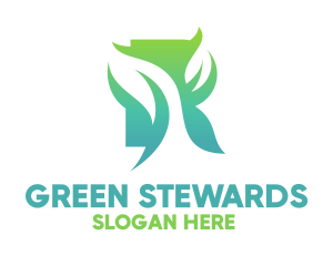 Green Gradient Organic Leaves logo design