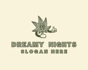 Sleepy Marijuana Leaf logo design