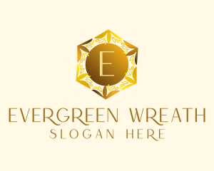 Leaf Hexagon Wreath logo design