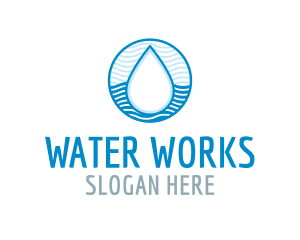 Water Wave Pattern Droplet logo design