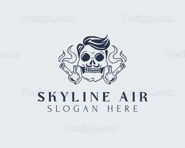Shisha Smoking Skull Logo
