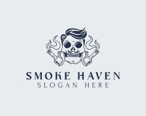 Shisha Smoking Skull logo design