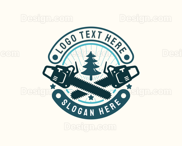 Tree Logging Chainsaw Logo