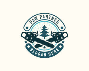 Tree Logging Chainsaw Logo