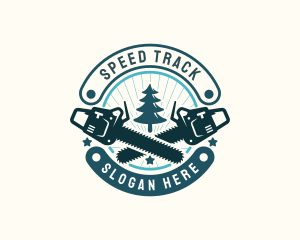 Tree Logging Chainsaw Logo