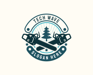 Tree Logging Chainsaw Logo