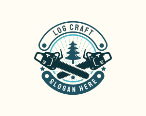 Tree Logging Chainsaw logo design