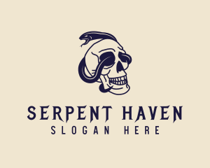 Skull Serpent Snake logo design