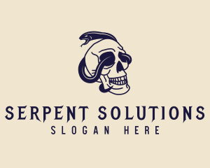 Skull Serpent Snake logo design