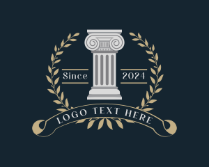 Greek Pillar Column Wreath logo