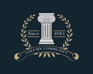 Greek Pillar Column Wreath logo