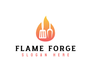 Barbecue Grill Flame logo design