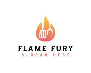 Barbecue Grill Flame logo design