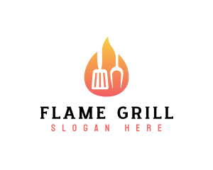 Barbecue Grill Flame logo design