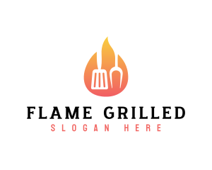 Barbecue Grill Flame logo design
