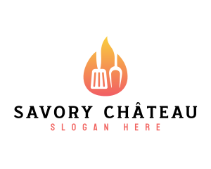 Barbecue Grill Flame logo design