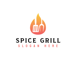 Barbecue Grill Flame logo design