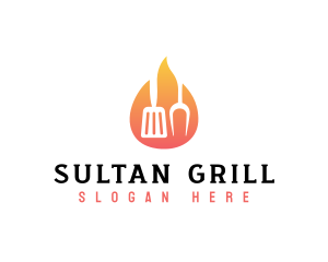 Barbecue Grill Flame logo design