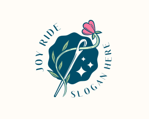 Floral Needle Sewing logo design