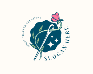 Floral Needle Sewing logo design