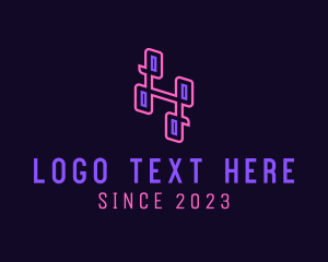 Neon Retro Letter H logo