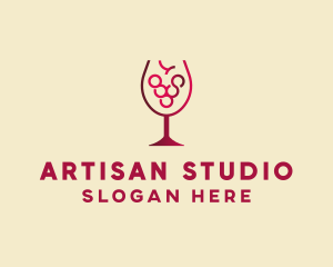 Grape Wine Glass  logo design