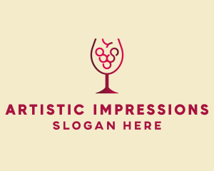 Grape Wine Glass  logo design