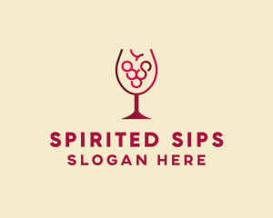 Grape Wine Glass  logo design