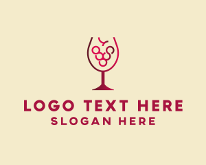 Wine - Grape Wine Glass logo design