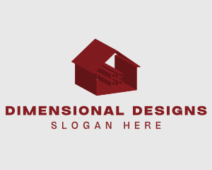 Red 3D House  logo design