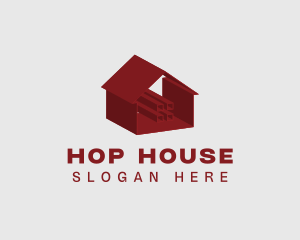 Red 3D House  logo design