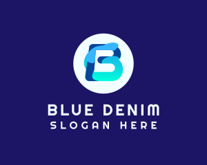 Blue Water Liquid Letter B logo design