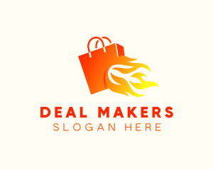 Fire Shopping Bag logo design