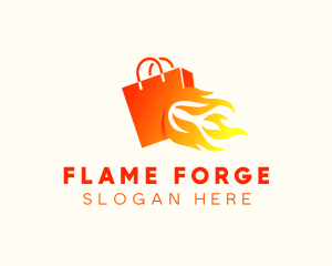 Fire Shopping Bag logo design