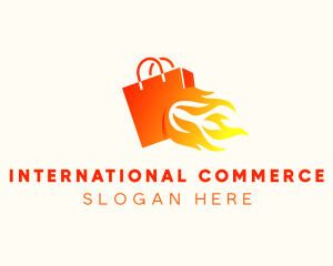 Fire Shopping Bag logo design