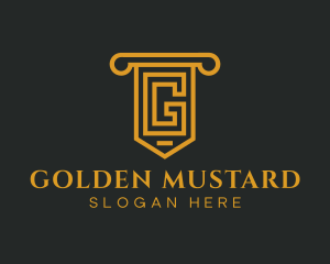 Golden Pillar Letter G logo design