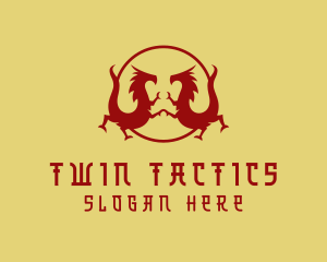 Asian Twin Dragons  logo design