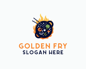 Flame Cooking Wok logo design