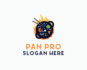 Flame Cooking Wok logo design