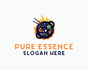 Flame Cooking Wok logo design